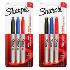 2 Pack New Sharpie Fine Point Permanent Black Blue And Red Markers