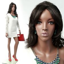 Adult Female Realistic African American Fiberglass Full Body Mannequin With Wig