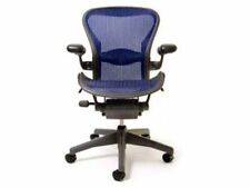 Blue Herman Miller Aeron Mesh Office Desk Chair Medium Size B Semi Adjust Lumbar