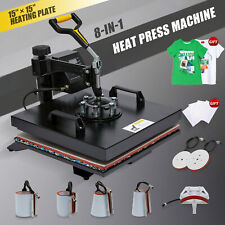 8in1 Combo Heat Press Machine 15x15 Sublimation Transfer T Shirt Mug Plate Hat