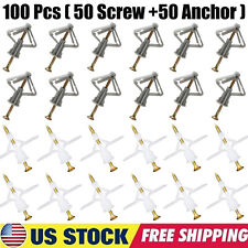 100 Pcs Drywall Anchor Kit Hollow Wall Anchors Hooks With Screws Expansion Bolt