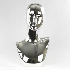 Mn 441sv Chrome Silver Female Abstract Mannequin Head Display Pierced Ears