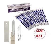 Disposable Scalpel Blades No21 With Plastic Handle Box Of 10 Sterile