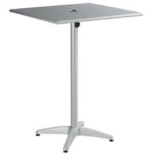 32 X 32 Square Silver Aluminum Bar Table With Umbrellas Hole For Outdoor Use