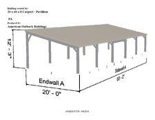 Galvanized Steel Carport Or Pavillion 20 X 60 X 8 Metal Building Kit Delivered