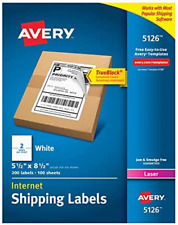 Avery 5126 Shipping Address Labels Laser Printers 200 Labels Half Sheet Label