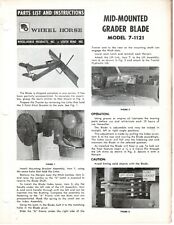 Vintage Wheel Horse Parts List Amp Instr Mid Mounted Grader Blade Model 7 1121
