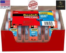 6 Rolls Scotch Shipping Packaging Tape With Dispensers Heavy Duty Packing 3m