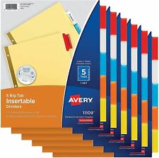 Avery 11109 5 Tab Binder Dividers Insertable Multicolor Big Tabs 6 Sets