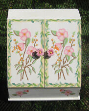 Beautiful Hand Painted Pink Dogwood Desk Organizer With Doors