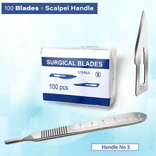 100 Pcs Carbon Steel Sterile Surgical Scalpel Blades 11 Graduated Handle No 3