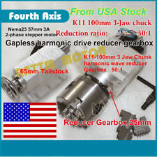 Us Rotary 4th A Axis Nema23 501 Stepper Motor 3 Jaw K11 100mm Chuck Cnc Milll