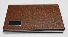 Business Name Card Holder Steel Leather Wrap Case Brown 3 Pack