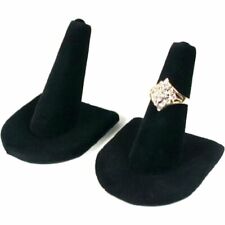 2 Black Velvet Ring Finger Jewelry Displays Holders Showcases 2
