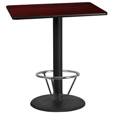 30 X 42 Restaurant Bar Height Table With Mahogany Laminate Top And Foot Ring