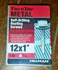 Hillman 74pc Fas N Tite Metal Self Drilling Roofing Screws Gray Exterior 12x1