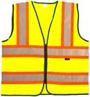 Contrasting Reflective Safety Vest Knit Polyester Fabric Yellow 2 Pack