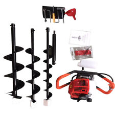 52cc 71cc Gas Powered Earth Auger Post Hole Digger Borer Fence Ground 3 Bits