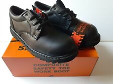 National Mens Composite Safety Toe Boot Shoe 9 M Black Leather Nib Non Steel