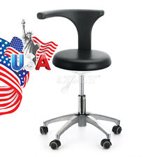 Dental Medical Doctor Assistant Stool Mobile Chair Adjustable Black Pu Leather