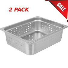 2 Pack Half Size 4 Deep Stainless Steel Perforated Steam Table Hotel Pans New