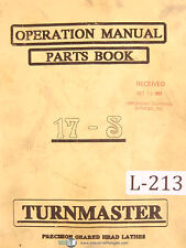 Lagun 17 S Turnmaster Lathe Operators Instructions And Parts List Manual 1997
