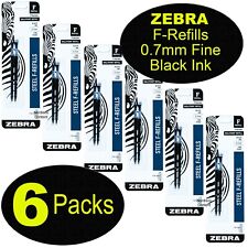 6 Packs 85512 Zebra F Refills For F 301 Series F 402 F 701 07mm Black Ink