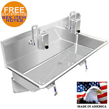 Hand Sink Industrial 2 Station 48 Hans Free 304 Stainless Steel Made In America
