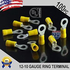 100 Pack 12 10 Gauge 14 Stud Insulated Vinyl Ring Terminals Tin Copper Core Us