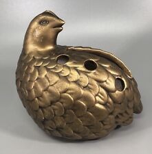 Vintage Ceramic Quail Bird Shaped Bronze Gold Pen Holder Desk Top Organizer