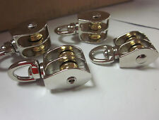 4pc 12 Double Wheel Brass Sheave Die Cast Chrome Pulley Rope Wire Hoist