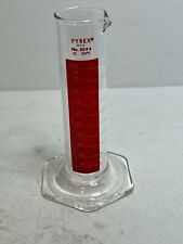 Vintage Pyrex No 3044 Red Line 100 Ml Glass Graduated Cylinder With Octogon Base