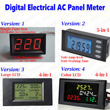 Digital Lcd Ac Voltmeter Led Panel Voltmeter Volt Amp Watt Power Combo Monitor