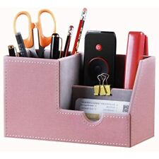 Leather Desk Organizer Office Supplies Caddy With Pen Pencil Holder And Storage