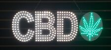 Cbd Leaf Led Business Display Sign With Chain 10 X 30 In White And Green