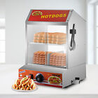 500w Commercial Hot Dog Steamer 2 Tier Slide Doors Electric Bun Warmer
