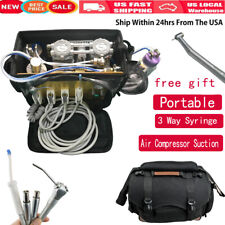 Portable Dental Turbine Unit Air Compressor Suction 3 Way Syringe Scaler Bag Ce