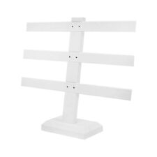 Display White Faux Leather 3 Bars Earring Jewelry Display Stand 10 X 9