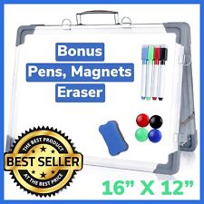 Small Dry Erase Board Portable Magnetic Double Sided White Board Desktop 16 X 12