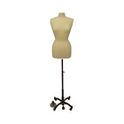 Female Dress Form Pinnable Mannequin Torso Size 10-12 With Black Wheeled Base