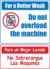 Laundry Do Not Overload Machine Bilingual Adhesive Vinyl Sign Decal