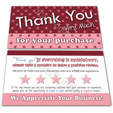 For Ebay Thank You Cards Poshmark Sellers Purchase Order Notes Pink 100 Pack