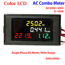 Digital Lcd Ac 220v 450v 230v 240v Led Voltmeter Panel Volt Amp Watt Combo Meter