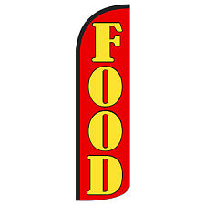 Food Red Banner Flag Sign Display Only Flutter Feather Windless Swooper 3