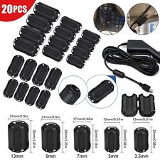 20x Ring Core Ferrite Bead Clamp Choke Coil Noise Filter Suppressor Cable Clips