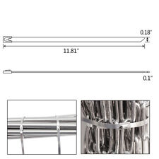 100 1000pcs 1218 304 Stainless Steel Cable Zip Ties Self Locking Exhaust Wrap