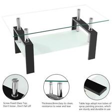 Hot Glass Coffee Table Rectangular Shelf Top Kitchen Frame Breakfast Furniture