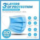 50pc 3 Ply Disposable Face Mask Dust Filter Safety Protection Mouth Nose Cover