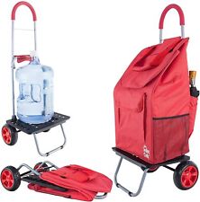 Red Shopping Grocery Foldable Cart Bigger Trolley Dolly Cart With Wheels