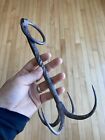 Antique 18th C Blacksmith Wrought Iron Fireplace Meat Game Hook Twist Stem Ring